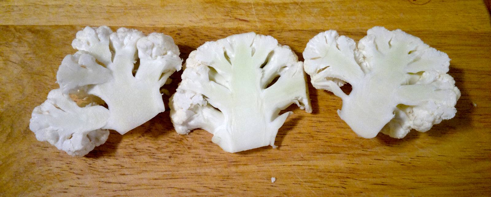 Sliced cauliflower florets