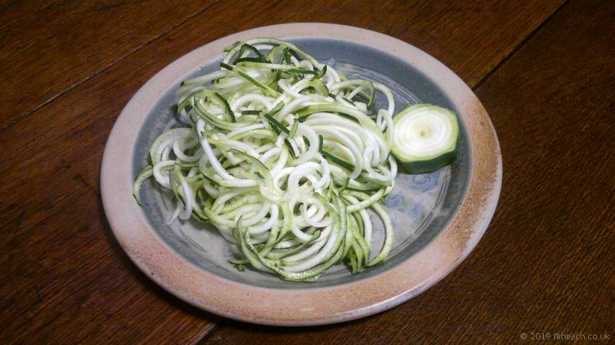 Spiralised courgette and left-over plug